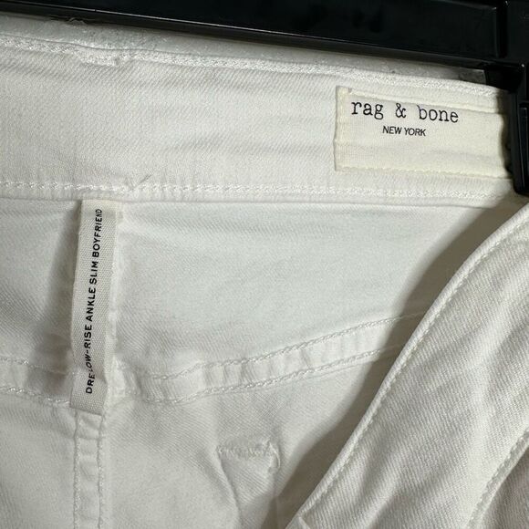 Rag & Bone Dre Low Rise Ankle Slim Boyfriend Jeans White Distressed size 26 - Picture 6 of 7